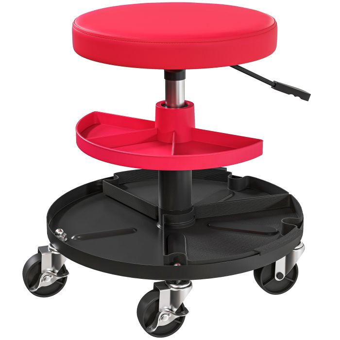 CLARAUR Plastic Mechanic Stool - Red