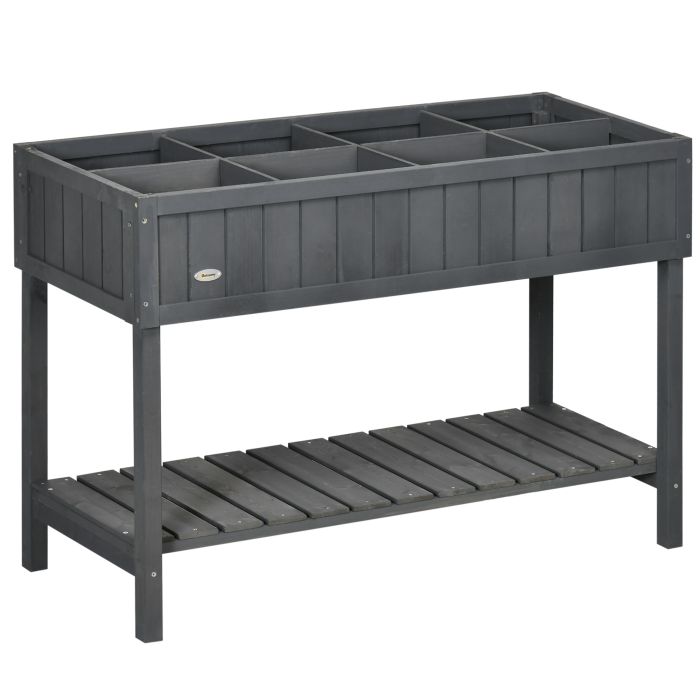 BELAUX Wooden Raised Plant Stand - Grey