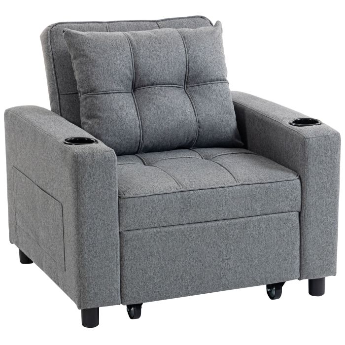 NOVORE Wooden Single Sofa Bed - Dark Grey