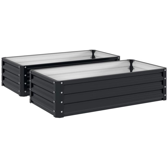 BELIVO Metal Raised Garden Bed Set - Grey