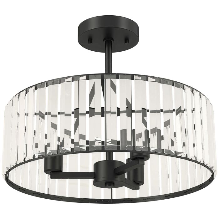 Stacote Black Metal Crystal Ceiling Light - 39cm