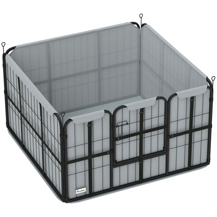 VELQORA 102 x 102 x 60 cm Steel Dog Whelping Box with Washable Pad and Wind Resistant Cover - Black