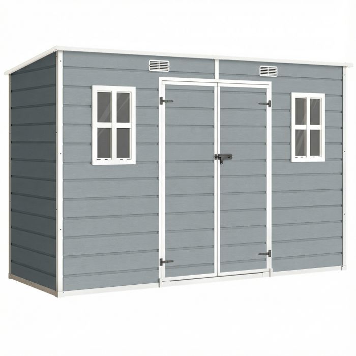 DALWICK Grey Aluminium 10x4 ft Storage Shed - 303cm