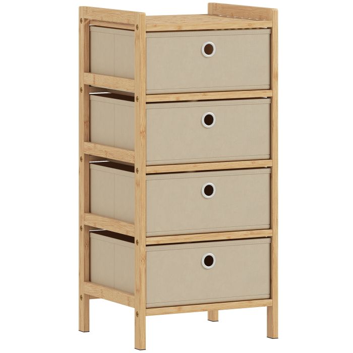 Elmmoor Cream White Fabric Chest of Drawers - Small-sized, 4 Drawers