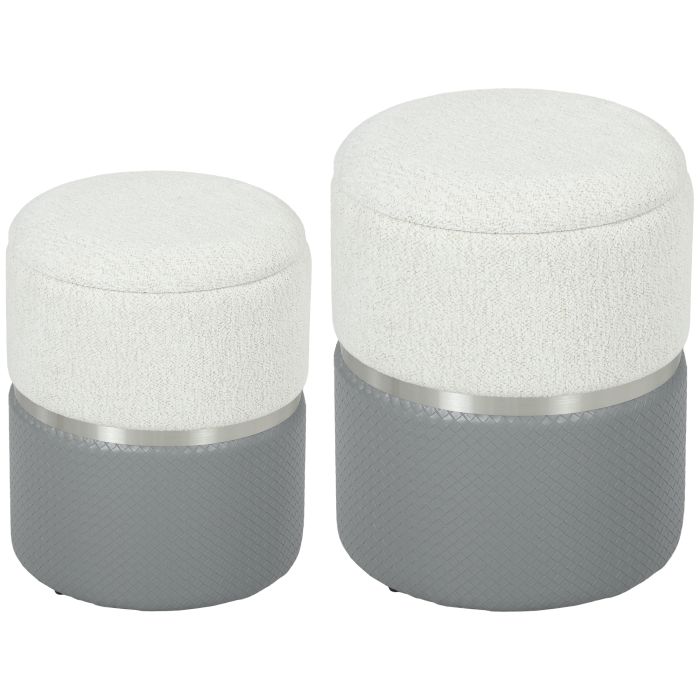 Ashwold Grey Multilayer Board Ottoman with Storage Set of 2 - 36cm