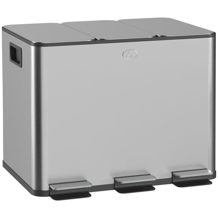 Stawick Silver Stainless Stee Pedal Rubbish Bin - 36.6cm