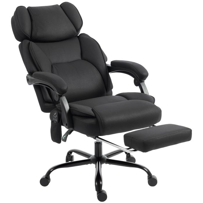 Foxant Black Steel Vibration Reclining Massage Office Chair - 70cm
