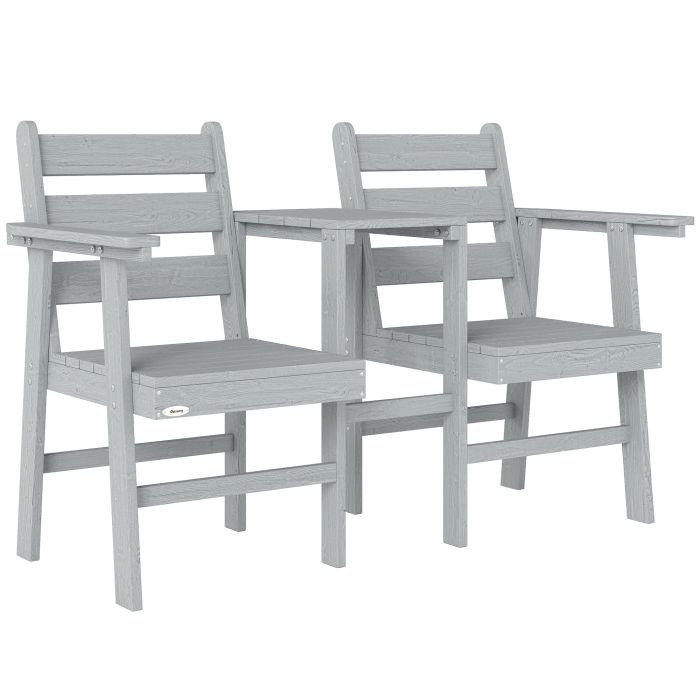 Oakthor Fir Wood Chair with Integrated Table - Grey