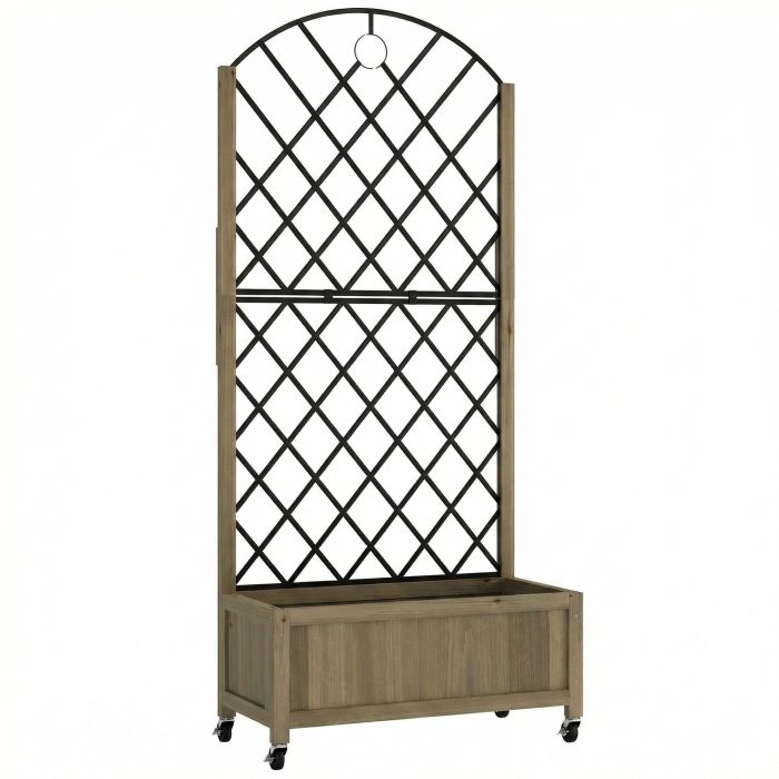 Oakbyrn Carbonised Fir Wood Garden Bed with Trellis Planter - 72cm
