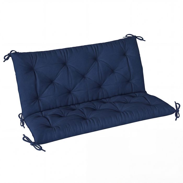 Wincrof Dark Blue Polyester Chair Cushion with Back and Ties - 98cm
