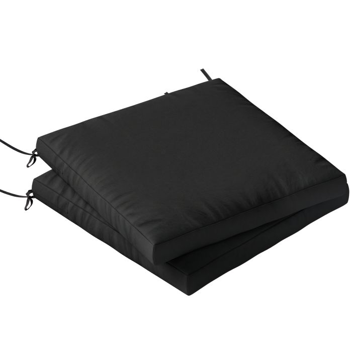 Elmton Black Polyester Chair Cushions Set of 2 - 50cm