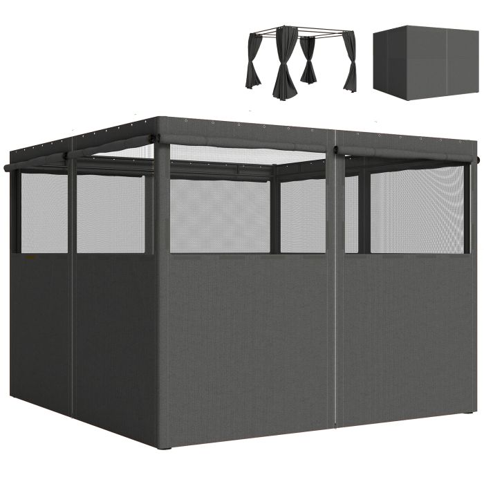Faimont Dark Grey 3x3m Gazebo Polyester 4 Pack Replacement Curtains Privacy Panel