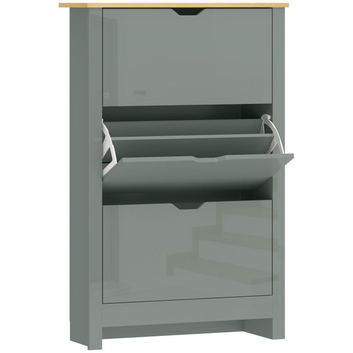 Winloft Light Grey Shoe Cabinet with 3 Flip Drawers - Large-sized - 72cm
