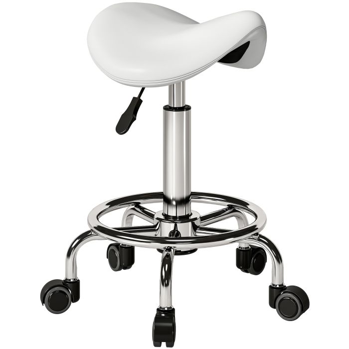 Yorvale White Salon Saddle Stool - 36.5cm