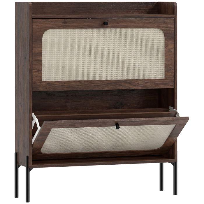 Chelyne Dark Brown Shoe Cabinet with 2 Flip Drawers - Medium-sized - 80cm