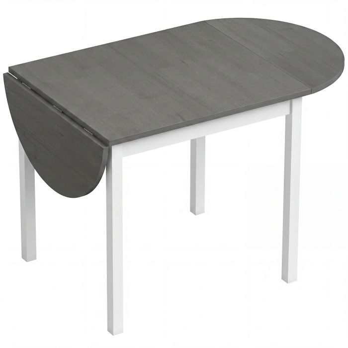 Cheton Grey Pine Wood Dining Table Drop Leaf - 70cm