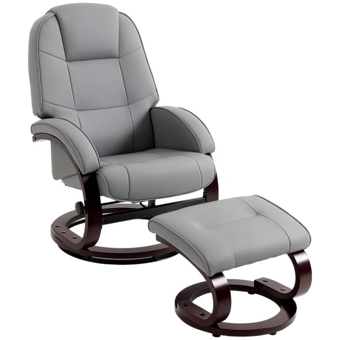 Brobury Pu Leather Recliner Swivel Chair - Grey