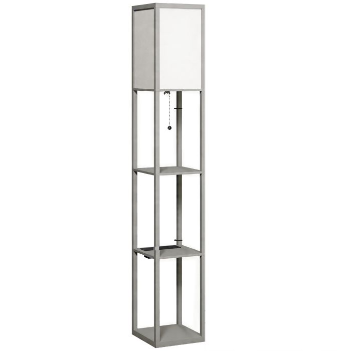 Brothor Grey Floor Lamp with Shelves - 26cm