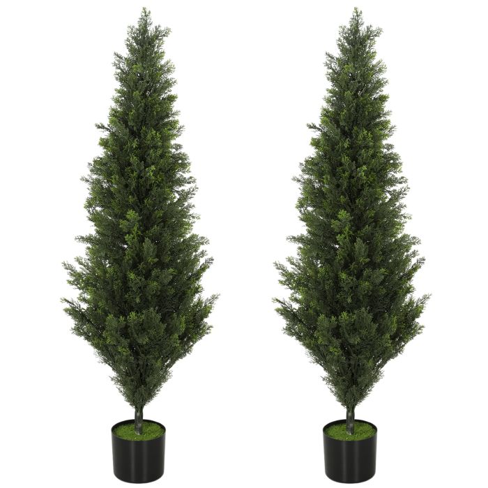 Kenon Green Steel Cypress Artificial Plant Set of 2 - 120cm