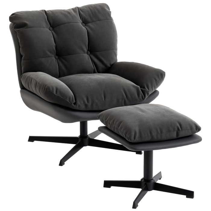 Belant Pu Leather Swivel Chair - Dark Grey
