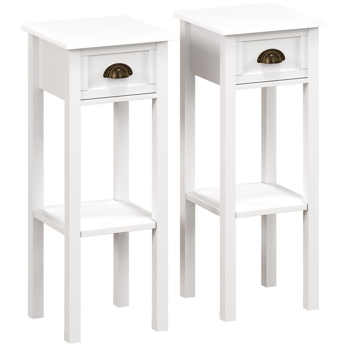White Bedside Table Set of 2 - 30cm