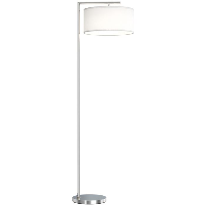 Kenmoor Silver Steel Floor Lamp with Linen Lampshade - 37cm