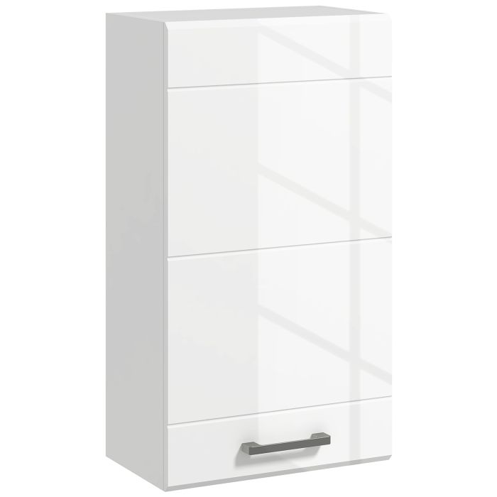 FALMOUTH High Gloss Bathroom Wall Cabinet with Soft Close Door and 3 Shelves - White
