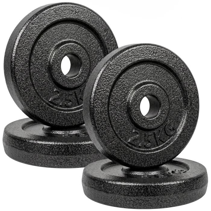 KINGSTON Set of 4 2.5 kg Metal Weight Plates with 1 Inch Bore for Dumbbells and Barbells - Grey