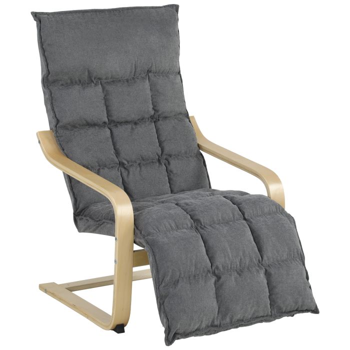 CROSTON Modern Accent Armchair with Footrest, Plush Cushion and Curved Legs - Grey