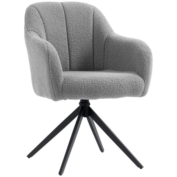 KELSALL 360 Degree Swivel Teddy Fleece Accent Armchair - Grey