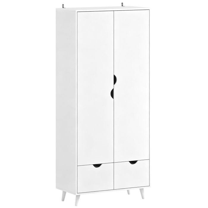 HARTFIELD 2 Door Wardrobe with 2 Drawers White - 80cm