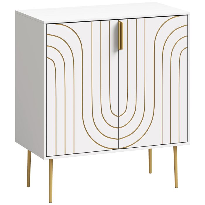 CHRISTLETON Modern Kitchen Storage Cabinet with 2 Doors, Adjustable Shelf and Metal Legs - White