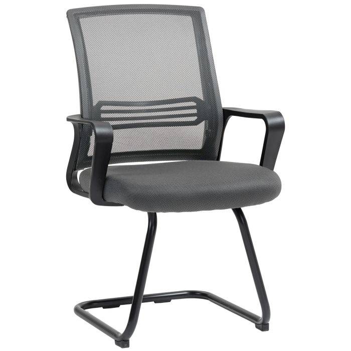 SOLEN Padded Ergonomic Meeting and Reception Chair with Sled Base - Dark Grey