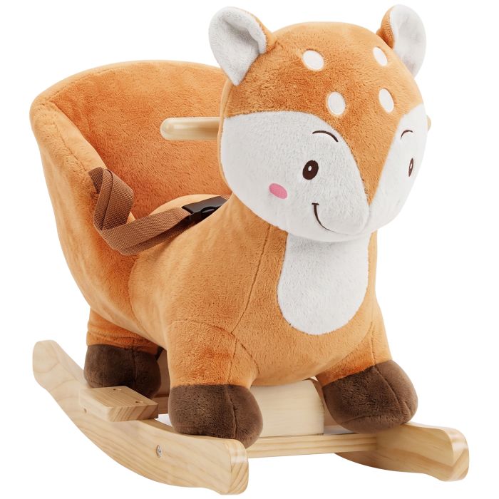 ASPENFIELD Brown Deer Rocking Horse with Sounds and Safety Belt