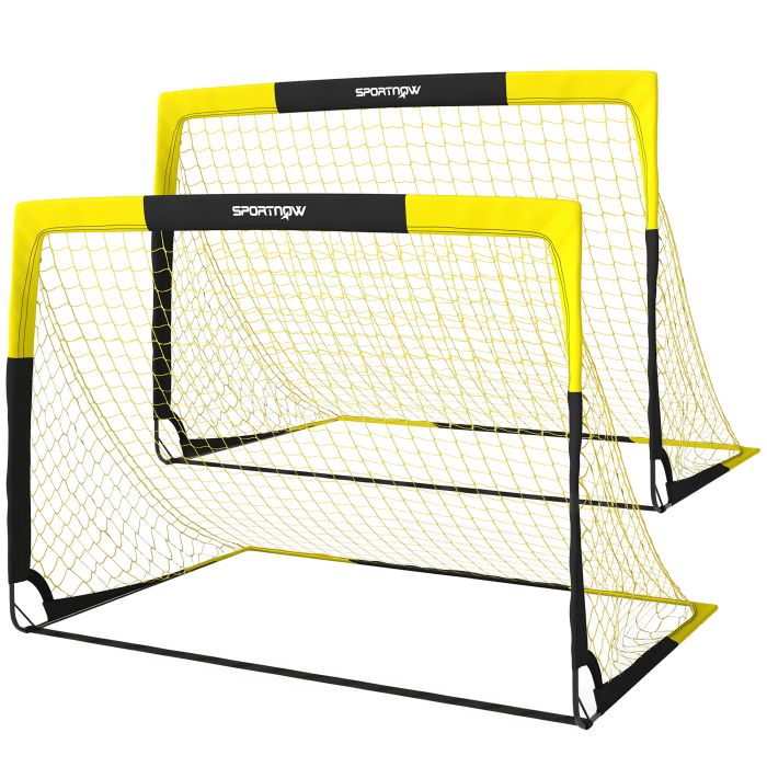 APEXPOINT Set of 2 Pop-Up Football Goals with Carry Bags - Yellow