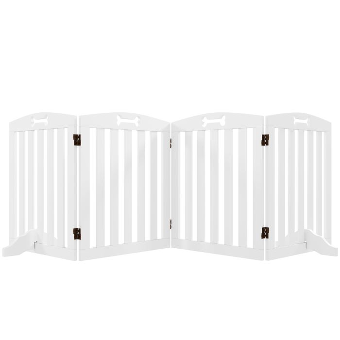 AMBERPOINT Freestanding Wooden Dog Gate, 207.5cm Wide - White