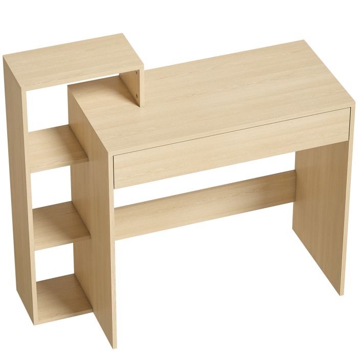 ARCBROOK Computer Desk with 3 Shelves and Drawer - Natural