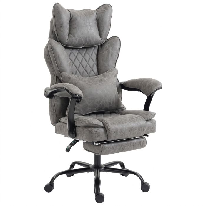 COMETWELL Executive Leathaire Office Chair, 180kg Capacity, Reclining - Grey
