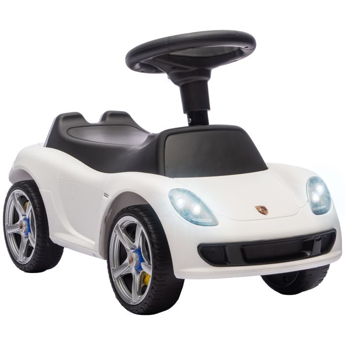 BROOKHILL Porsche Licensed Toddler Push Car with Horn and Lights - White