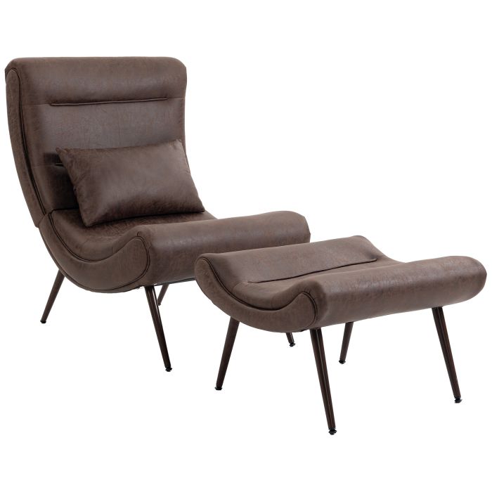 CANVASWORTH Accent Lounge Chair with Footstool and Lumbar Pillow