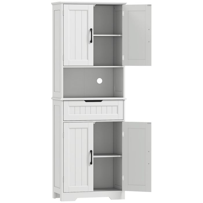 AMBERWELL 172cm Kitchen Pantry Cupboard with Open Counter - White