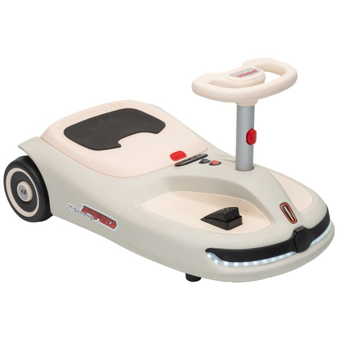 CARDEN 12V Electric Wiggle Car with Pedal, Lights and Music - White
