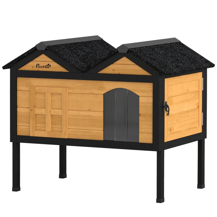 CEDARGATE Wooden Outdoor Cat House with Weatherproof Roof