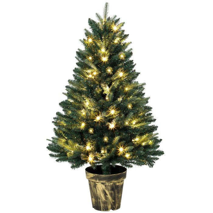 CLAYMOOR 4ft Pre-Lit Artificial Christmas Tree with 80 Lights - Green