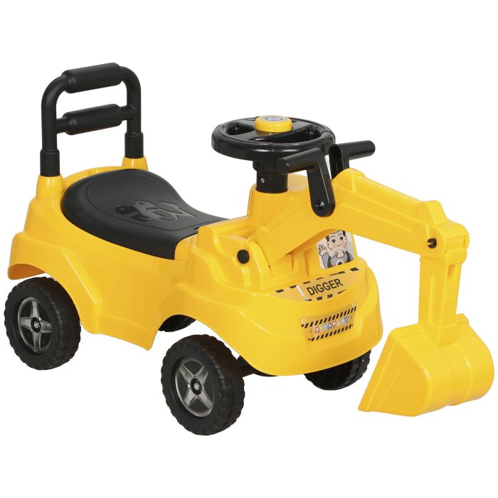 COMETFORD Toddler Ride-On Tractor Digger with Adjustable Bucket and Horn - Yellow