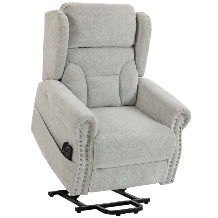 BREEZESIDE Chenille Riser Recliner Chair with Massage and Heat - Light Grey