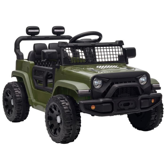 CLAYHILL 12V Kids Electric Car with Remote, Dual Motors and Suspension - Dark Green