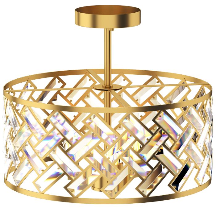 CANVASPOINT 3-Light Crystal Glass Ceiling Light with 3 E14 Sockets - Gold Tone