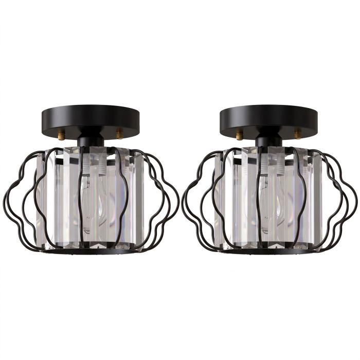 BRIARFORD Set of 2 Semi-Flush Crystal Ceiling Lights - Black