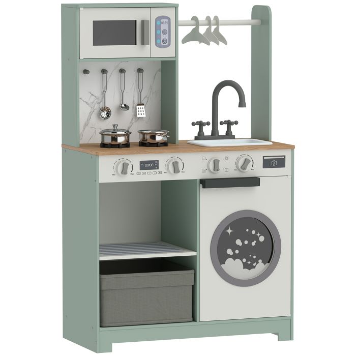 ARDENSIDE Kids Play Kitchen with Stove, Sink and Microwave - Green